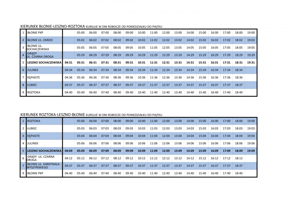 Rozk Ady Jazdy Autobus W Na Terenie Gminy Leszno Leszno